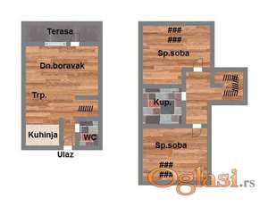 Trosoban, 70m2, Novo Naselje, Duplex