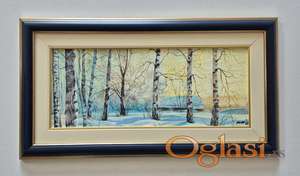 Ulje na platnu - Breze u snegu, prelepa slika!