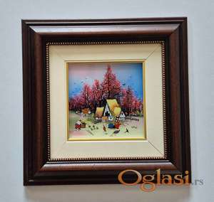 Naiva, ulje na staklu - Zivot u selu