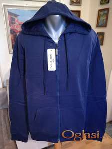 Kvalitetan muski pamucni duks sa kapuljacom Vopse Veliki broj 5XL 6XL Teget Novo