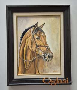 Ulje na platnu - Portret mladog konja, prelepo!