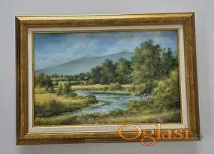 Ulje na platnu - Reka kroz dolinu