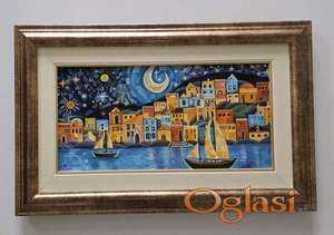 Ulje na platnu - Mirna noc na moru, prelepo!