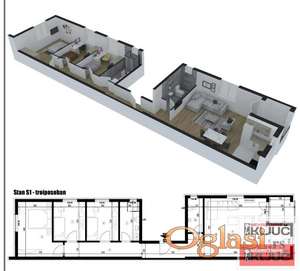 KLISA, 84m2, Troiposoban sa pdv