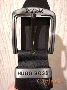 Novi muski kozni markirani kais Hugo Boss u crnoj boji Novo