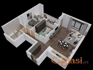 Petrovaradin, Novi Majur - Dvoiposoban stan 73 m3 u izgranji 