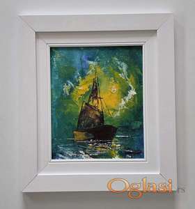 Ulje na platnu - Brod kroz noc, prelepo!