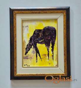 Ulje na platnu - Konjic. Minijatura