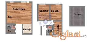 KLISA   NOV  CETVOROSOBAN   POVRAT PDV-A ~~~ DVORISTE 50M2 ~~~~~ IMA KROVNU TERASU 40M2