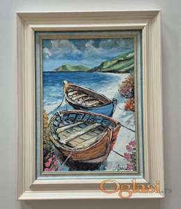 Ulje na lesonitu - Dva camca, prelepa slika!