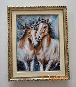 Zaljubljeni konji - akril na platnu