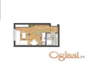 Novi Sad, Telep- Garsonjera  u izgradnji 24m2 