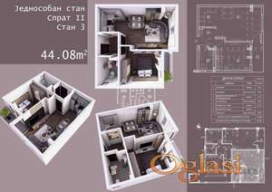 Nov, jednoiposoban stan P=44m2-Durlan kod pijace ID#2475