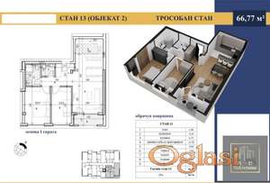 Trosoban stan, 67 m², Adice, Novi Sad, 1. sprat
