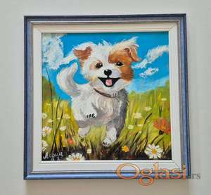 Ulje na lesonitu - Pas Srecko, prelepa slika!