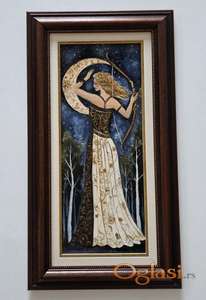 Ulje na platnu - Devojka i mesec, prelepa slika!