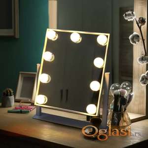 Kozmetičko ogledalo sa LED svetlom Hollywood sa 9 sijalice