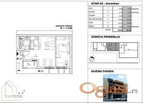 Dvosoban stan 46m2 u izgradnji - kvalitetna zgrada, pouzdan investitor