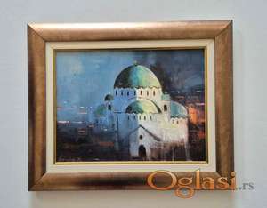 Ulje na platnu - Hram Sv. Save nocu, prelepo!
