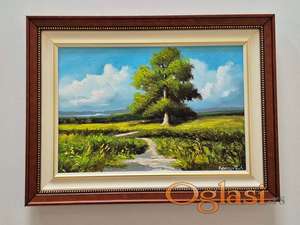 Ulje na platnu - Zeleno drvo u prirodi, prelepo!