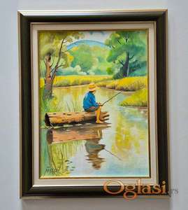 Ulje na platnu - Mali pecaros, prelepa slika!