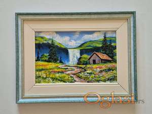 Ulje na lesonitu - Oaza uz vodopad