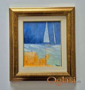 Ulje na platnu - Dva jedrenjaka 2, prelepa slika!