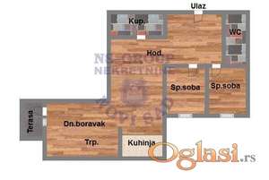 Trosoban stan u Petrovardinu,66m2