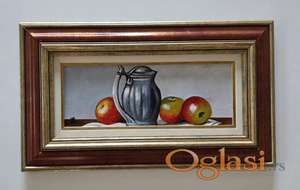 Ulje na platnu - Bokal i tri jabuke, prelepo!
