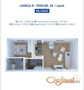 Dvosoban stan u Novim Banovcima, 46m2