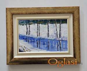Ulje na platnu - Plavi zimski mir, prelepo!