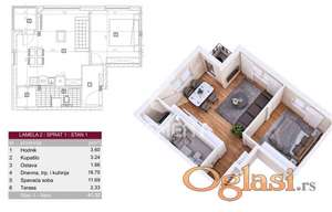 Prodaje se odlican jednoiposoban stan u Veterniku! Novogradnja-PDV! ID#1107