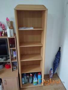 Polica 194x60x37 očuvana, svetlo drvo