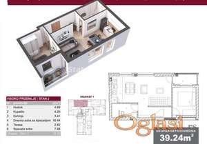 Južni Telep-Jednoiposoban stan 39 m2 u Izgradnji-povrat Pdv-065/385 8880