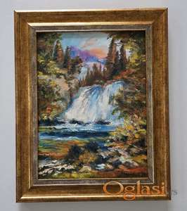 Ulje na platnu - Jesenji slap, prelepa slika!