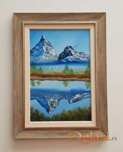 Ulje na slikarskom kartonu - Odsjaj planine