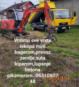 Ravnanje terena, sve vrste iskopa, prevoz kiperom do 7 t, Novi Sad i okolina