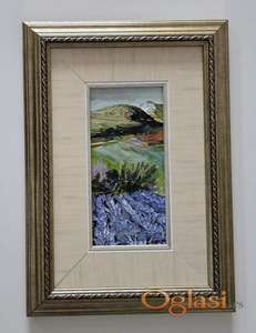 Ulje na lesonitu - Polje lavande. Minijatura