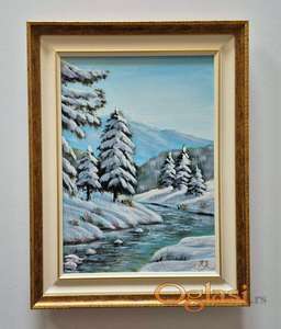 Ulje na platnu - Zimski pejzaz 4, prelepo!