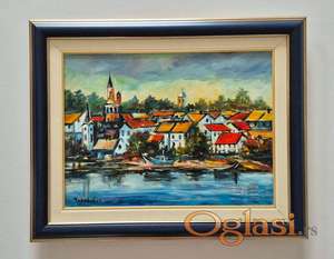 Ulje na platnu - Jedan grad uz reku, prelepo!