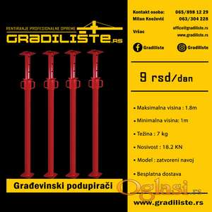 Građevinski podupirači 1-1.8m - najam -izdavanje - renta