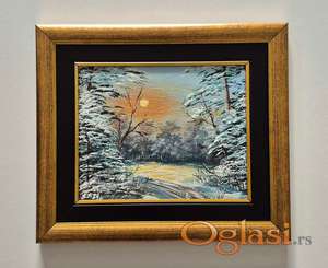 Ulje na lesonitu - Suton, prelepa slika!