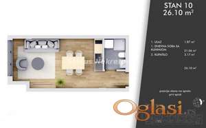 Centar-Idealna Garsonjera 26 m2 u Izgradnji-povraćaj PDV-a-065/385 8880