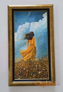 Ulje na platnu - Devojka i jesen, prelepa slika!