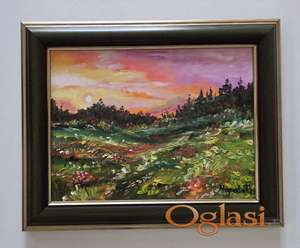 Ulje na platnu - Ruzicasti suton, prelepo!