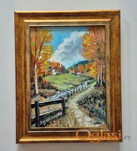 Ulje na platnu - Jesenji put, prelepa slika!