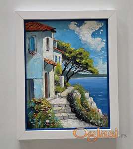 Ulje na lesonitu - Letnji put, prelepa slika!