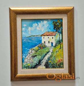 Ulje na platnu - Kucica na moru, prelepa slika!