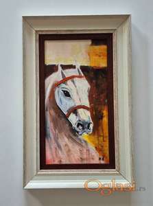 Ulje na platnu - Beli konj, prelepa slika!