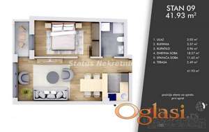 Centar-Idealan Dvosoban stan 42 m2 u Izgradnji-povraćaj PDV-a-065/385 8880